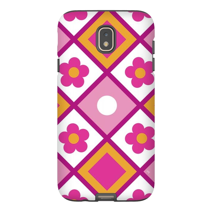 Galaxy J7 StrongFit Funky retro pink flowers by Martina