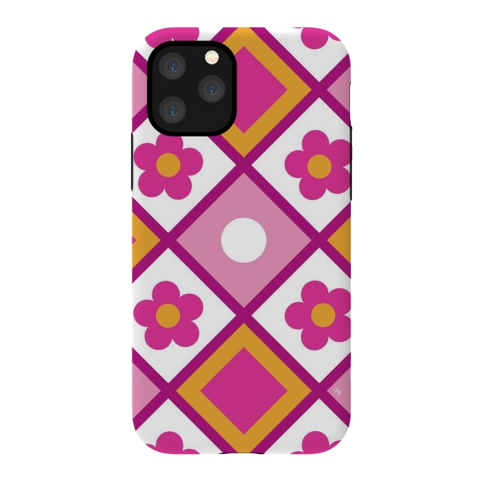 iPhone 11 Pro StrongFit Funky retro pink flowers by Martina
