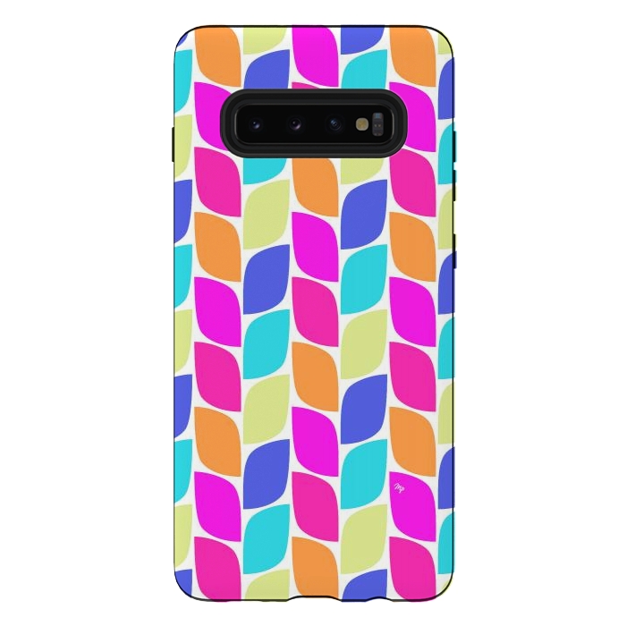 Galaxy S10 plus StrongFit Funky neon leaves by Martina