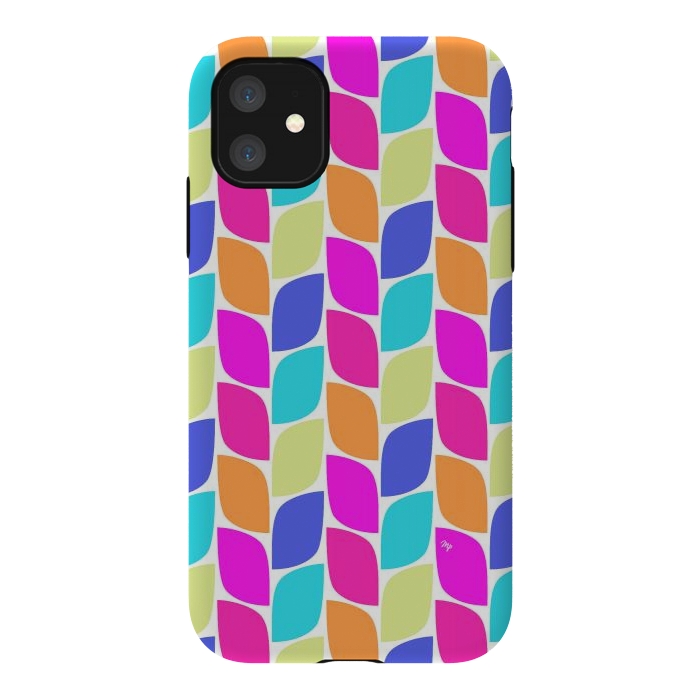 iPhone 11 StrongFit Funky neon leaves by Martina