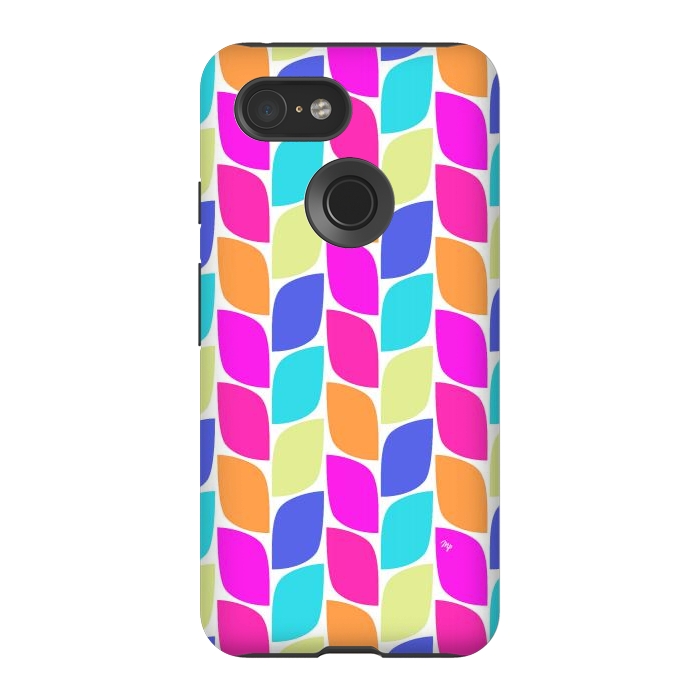 Pixel 3 StrongFit Funky neon leaves by Martina