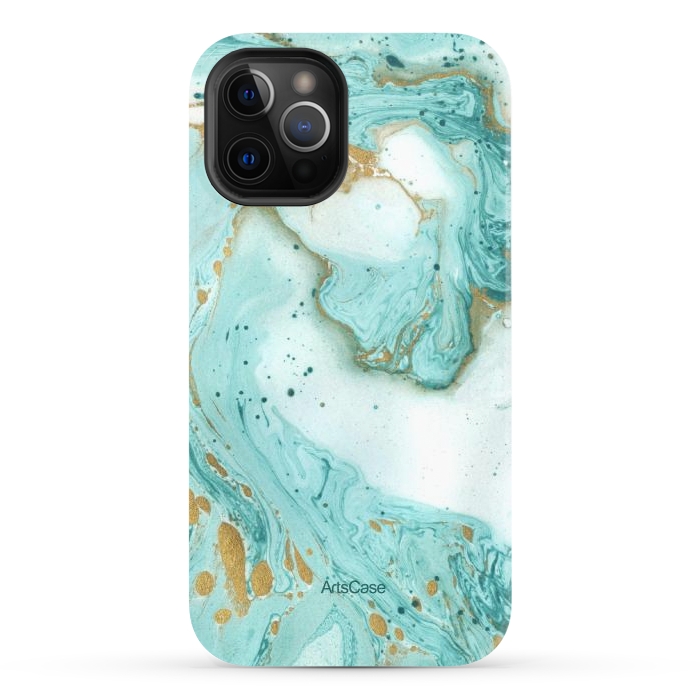 iPhone 12 Pro StrongFit Waves Teal by ArtsCase