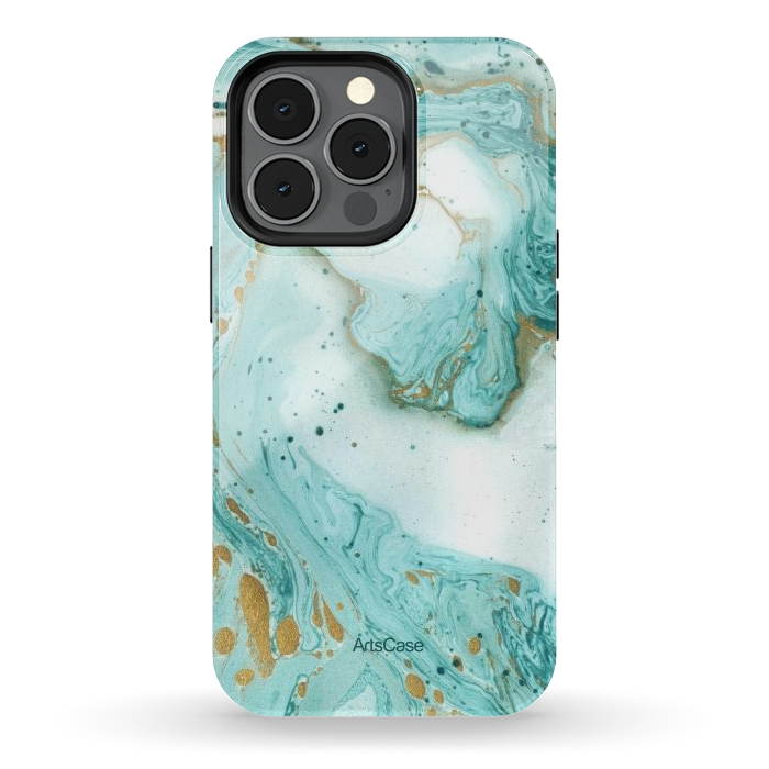 iPhone 13 pro StrongFit Waves Teal by ArtsCase