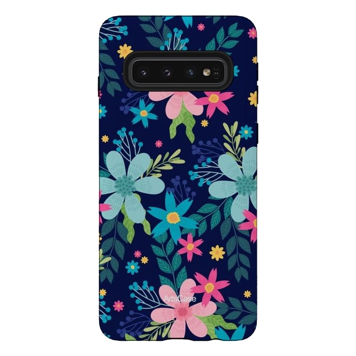 Galaxy S10 StrongFit Rain of Colors and Flowers by ArtsCase
