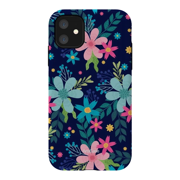 iPhone 11 StrongFit Rain of Colors and Flowers by ArtsCase