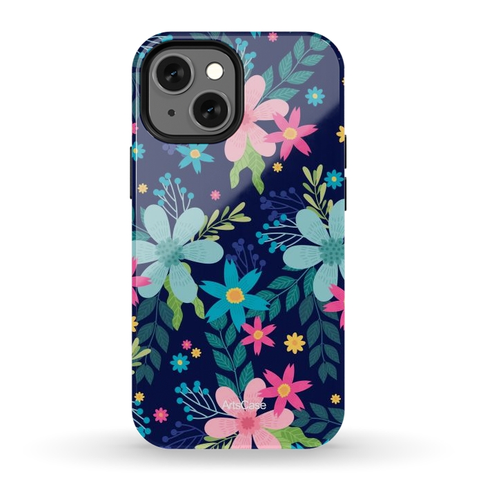 iPhone 12 mini StrongFit Rain of Colors and Flowers by ArtsCase
