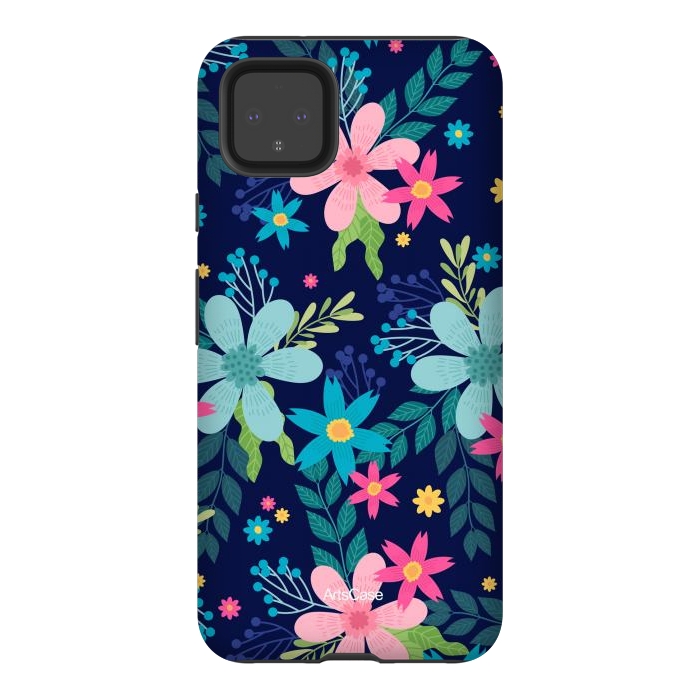 Pixel 4XL StrongFit Rain of Colors and Flowers by ArtsCase