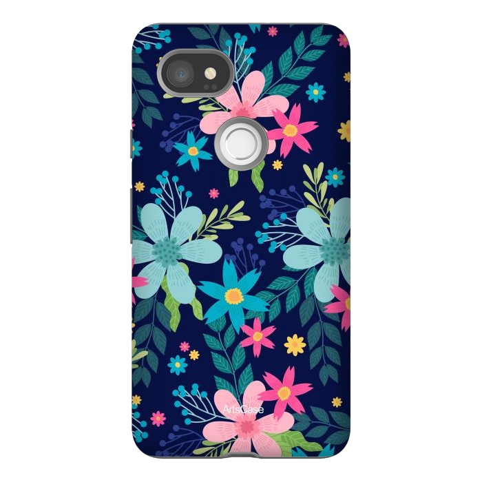 Pixel 2XL StrongFit Rain of Colors and Flowers by ArtsCase