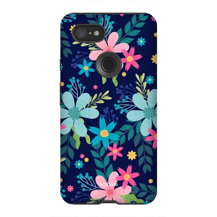 Pixel 3XL StrongFit Rain of Colors and Flowers by ArtsCase