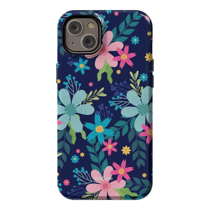 iPhone 14 Plus StrongFit Rain of Colors and Flowers by ArtsCase