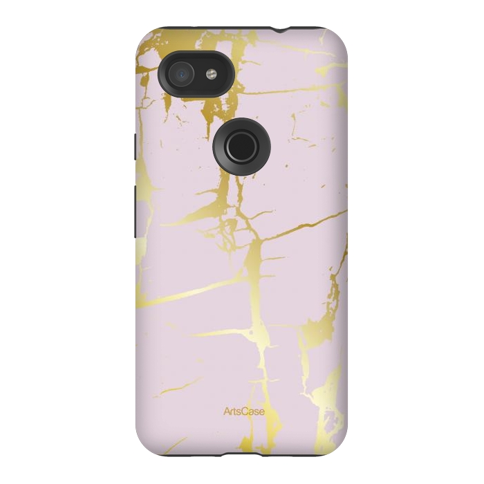 Pixel 3AXL StrongFit Marble Gold Grunge by ArtsCase