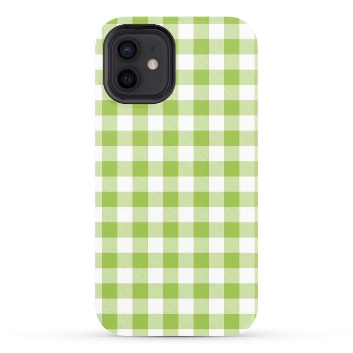 iPhone 12 StrongFit Green Plaid by ArtsCase
