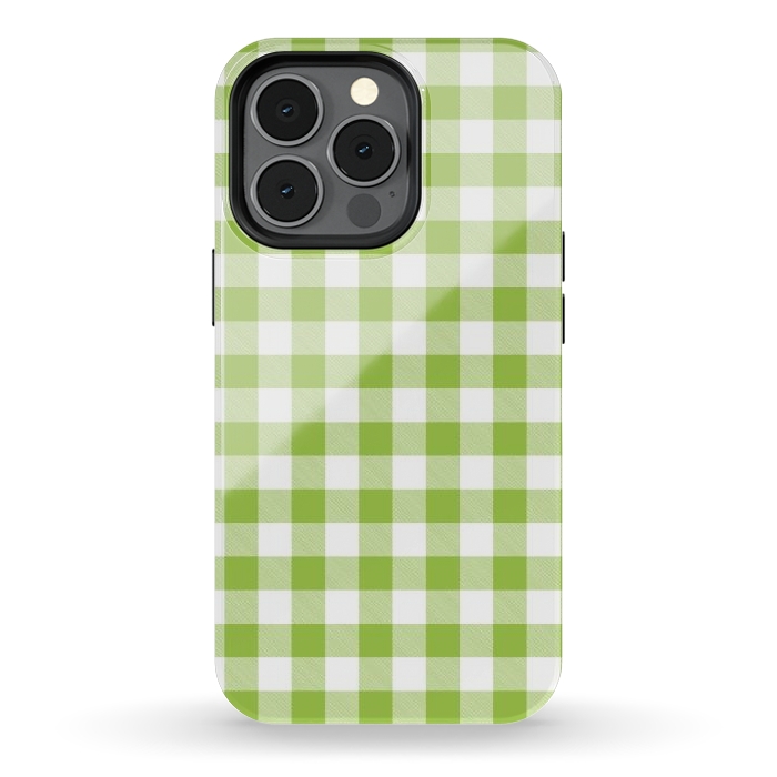 iPhone 13 pro StrongFit Green Plaid by ArtsCase