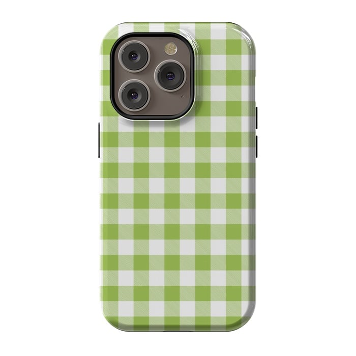 iPhone 14 Pro StrongFit Green Plaid by ArtsCase