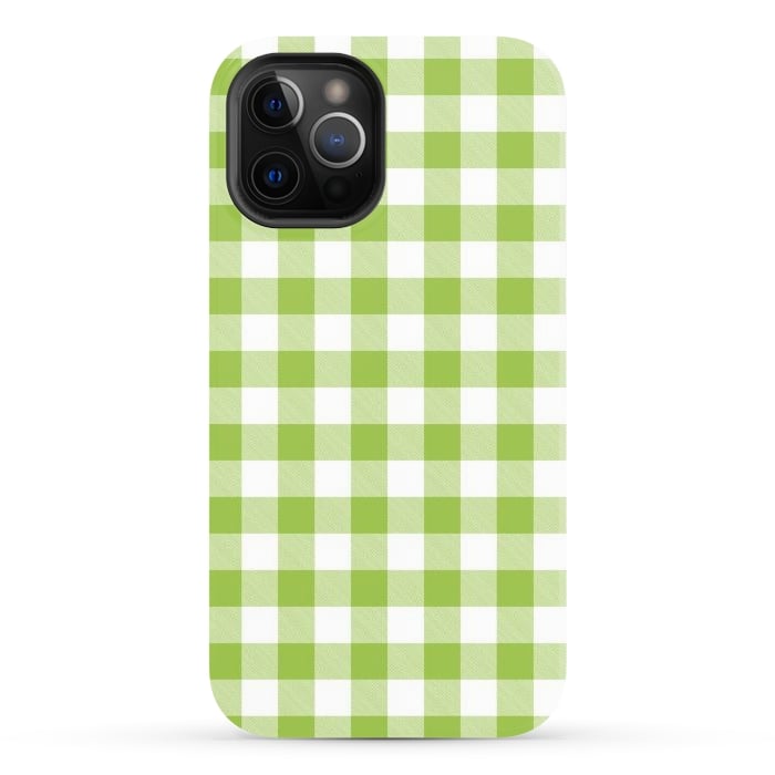 iPhone 12 Pro Max StrongFit Green Plaid by ArtsCase