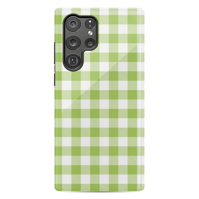 Galaxy S22 Ultra StrongFit Green Plaid by ArtsCase