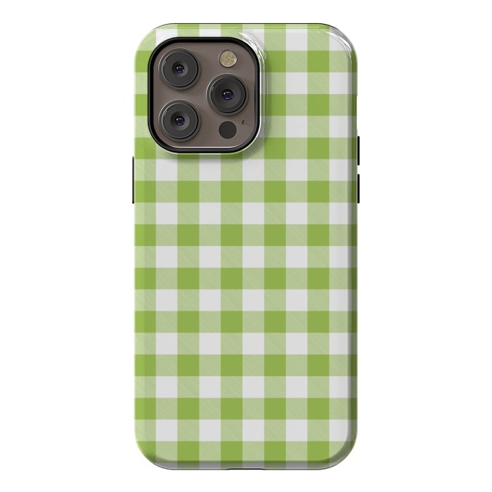 iPhone 14 Pro max StrongFit Green Plaid by ArtsCase