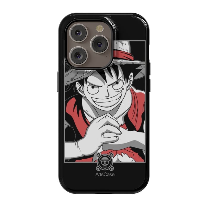 iPhone 14 Pro StrongFit Gear Up for Adventure: Unleash Your Inner Pirate with Captivating Luffy by ArtsCase