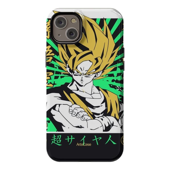 iPhone 14 Plus StrongFit Unleash the Inner Warrior: Transform Your Collection with Super Saiyan-Inspired by ArtsCase