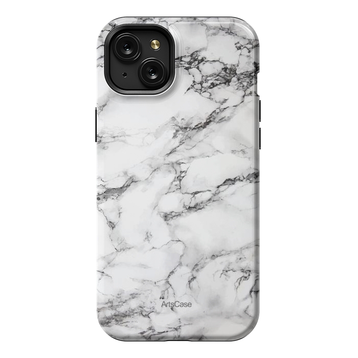 iPhone 15 Plus StrongFit White Satin  by ArtsCase