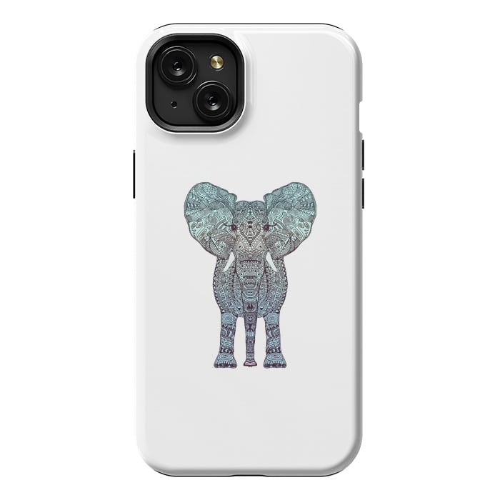 iPhone 15 Plus StrongFit Elephant Blue by Monika Strigel