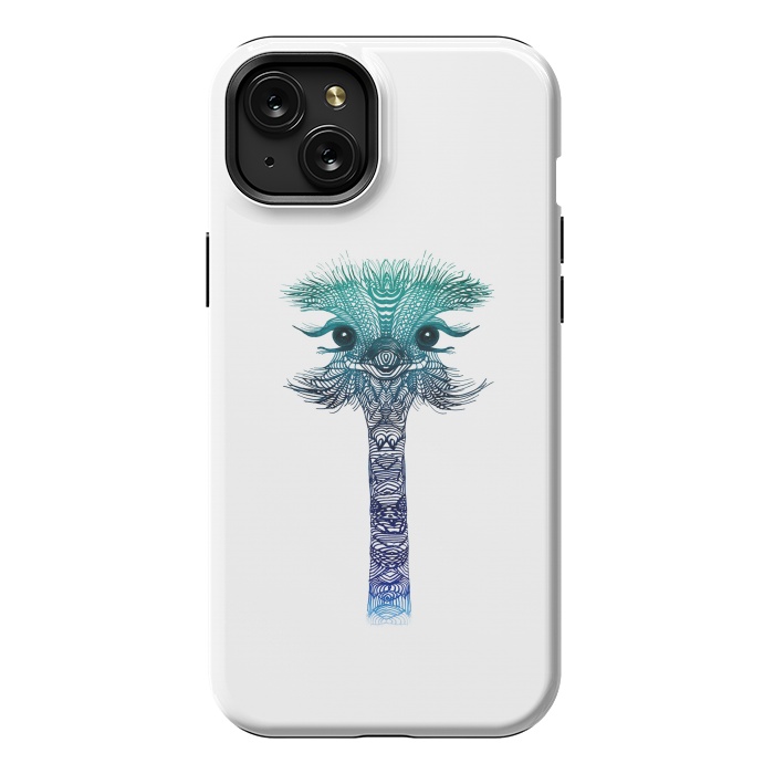 iPhone 15 Plus StrongFit Ostrich Strigel Blue Mint by Monika Strigel