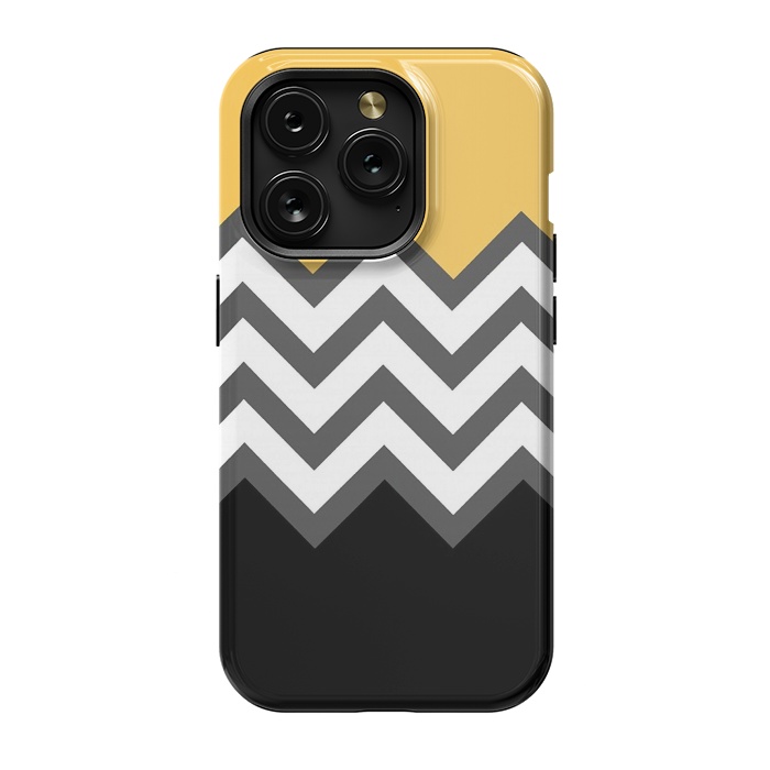 iPhone 15 Pro StrongFit Color Blocked Chevron Black Yellow by Josie Steinfort 
