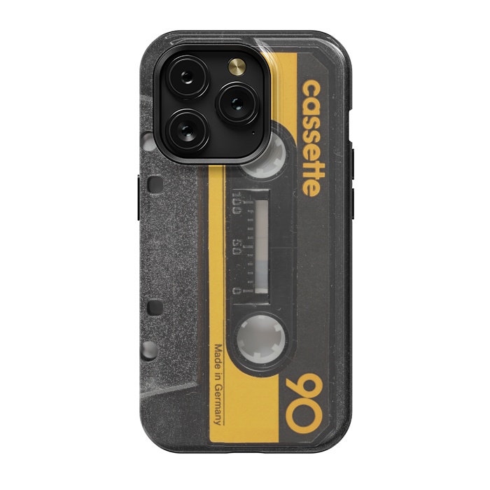 iPhone 15 Pro StrongFit CASSETTE YELLOW by Diego Tirigall