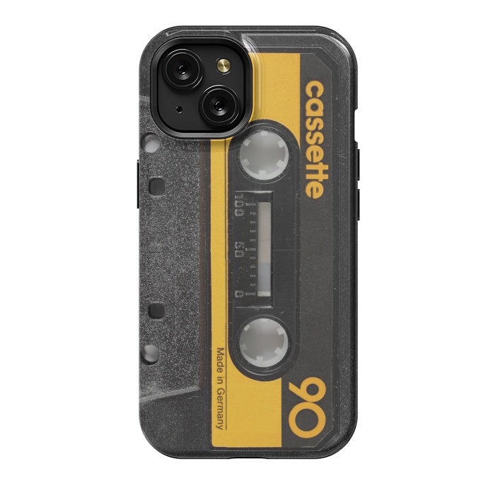 iPhone 15 StrongFit CASSETTE YELLOW by Diego Tirigall