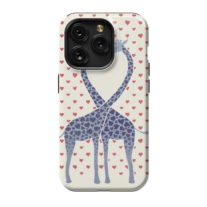 iPhone 15 Pro StrongFit Giraffes in Love a Valentine's Day illustration by Micklyn Le Feuvre