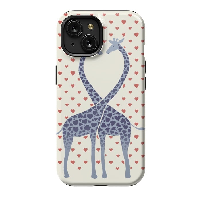 iPhone 15 StrongFit Giraffes in Love a Valentine's Day illustration by Micklyn Le Feuvre