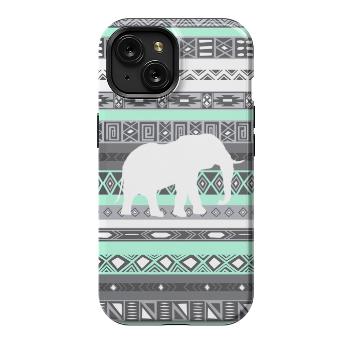 iPhone 15 StrongFit Tiffany Elephant Aztec by Rex lambo
