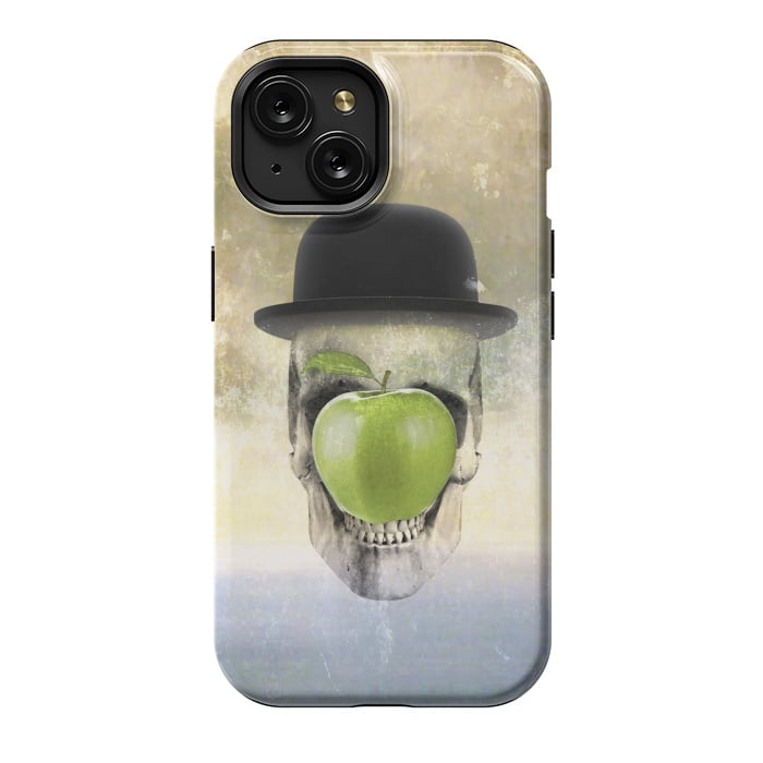 iPhone 15 StrongFit Magritte Skull by Sebastian Parra
