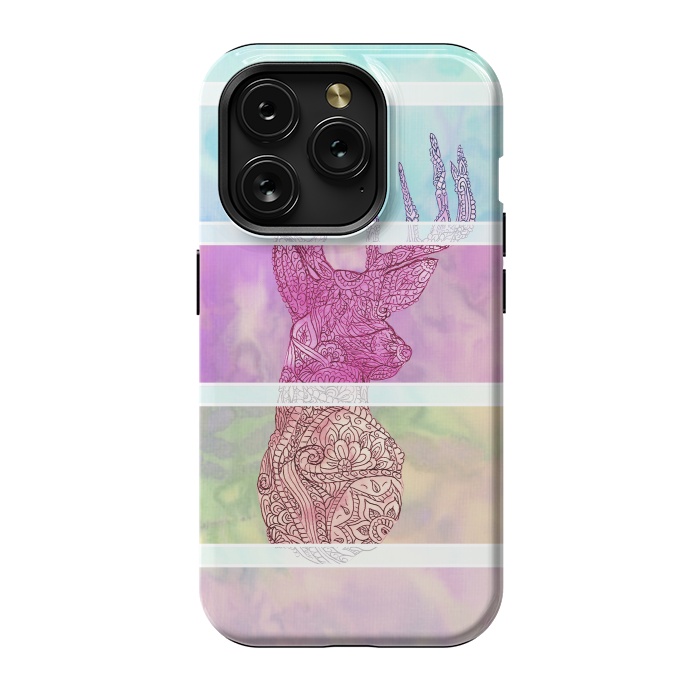 iPhone 15 Pro StrongFit Deer Vintage Stripes Paisley Photo by Girly Trend