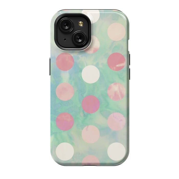 iPhone 15 StrongFit Polka Dots Watercolor Front by Girly Trend