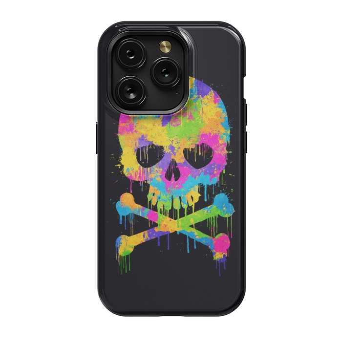 iPhone 15 Pro StrongFit Grafitti Watercolor Skull by Philipp Rietz