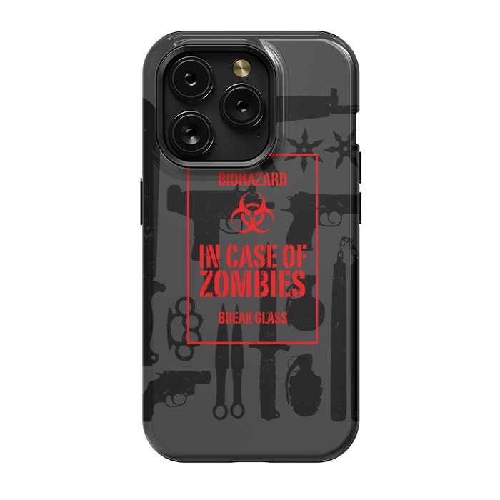 iPhone 15 Pro StrongFit In case of zombies break glass by Mitxel Gonzalez