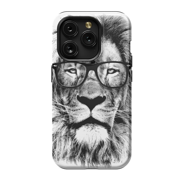 iPhone 15 Pro StrongFit The King Lion of The Library by Mitxel Gonzalez