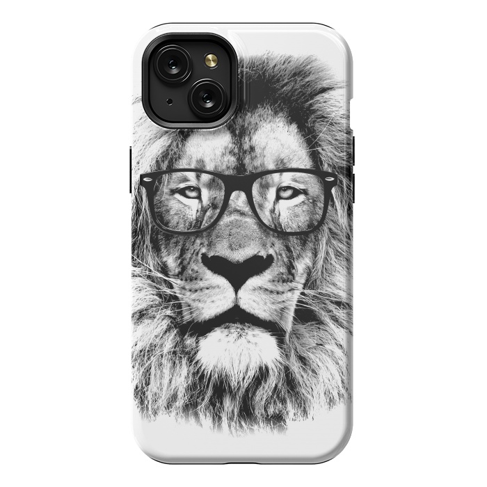 iPhone 15 Plus StrongFit The King Lion of The Library by Mitxel Gonzalez