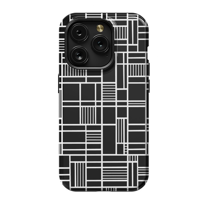iPhone 15 Pro StrongFit Map Outline Black 45 White by Project M