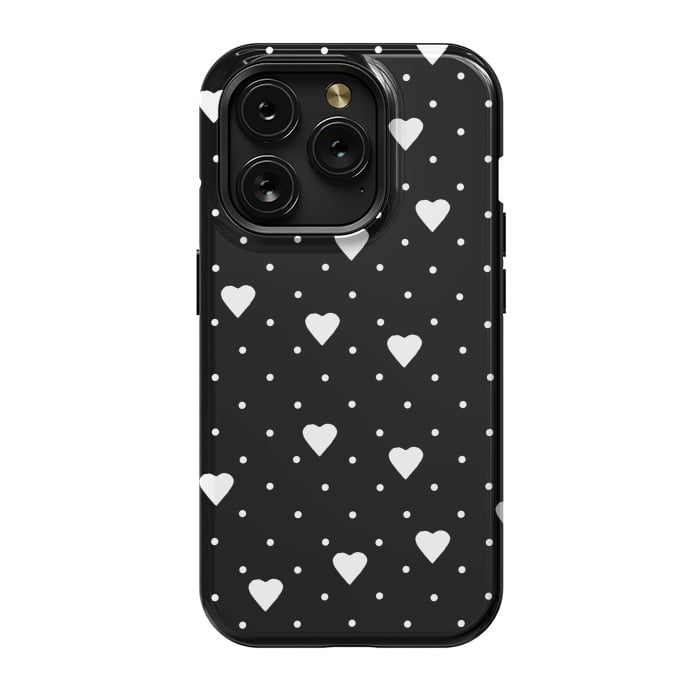 iPhone 15 Pro StrongFit Pin Point Hearts White by Project M