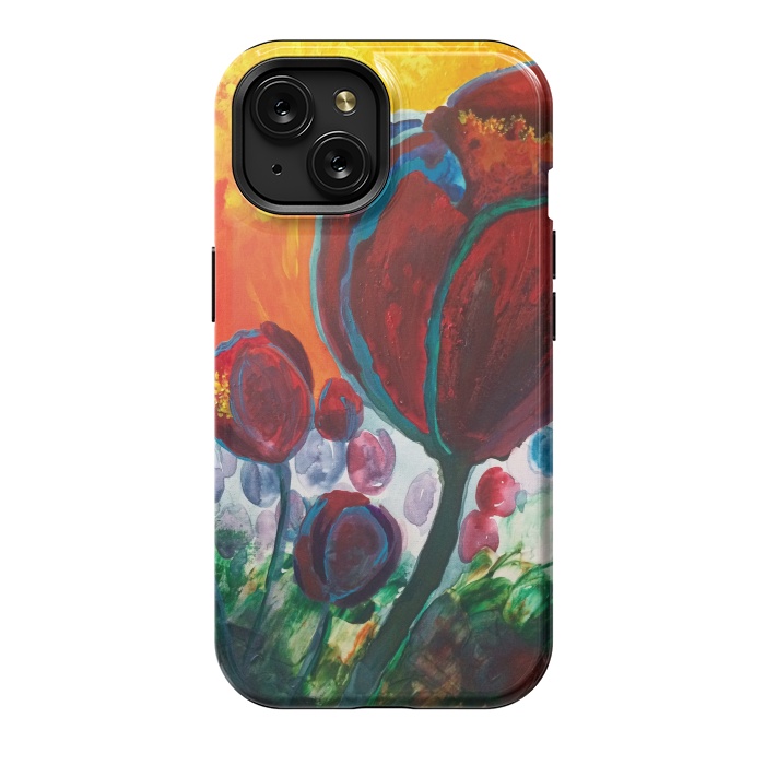 iPhone 15 StrongFit Blue High Tulips on Fire by ANoelleJay