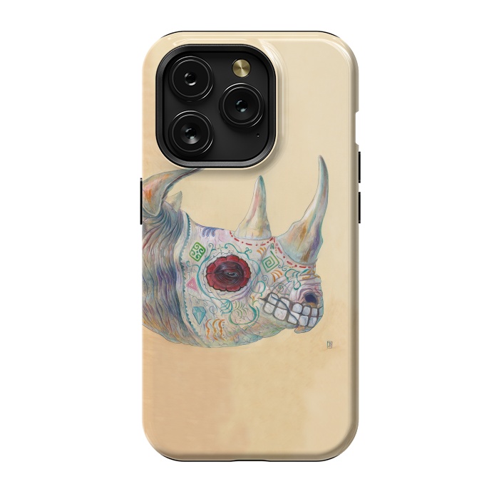 iPhone 15 Pro StrongFit Day of the Dead Rhino by Brandon Keehner