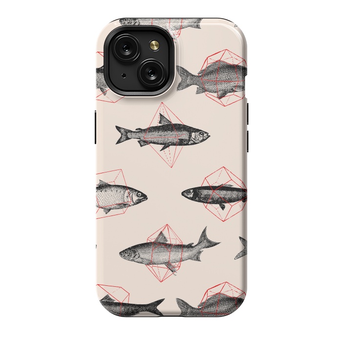 iPhone 15 StrongFit Fishes in Geometrics I by Florent Bodart