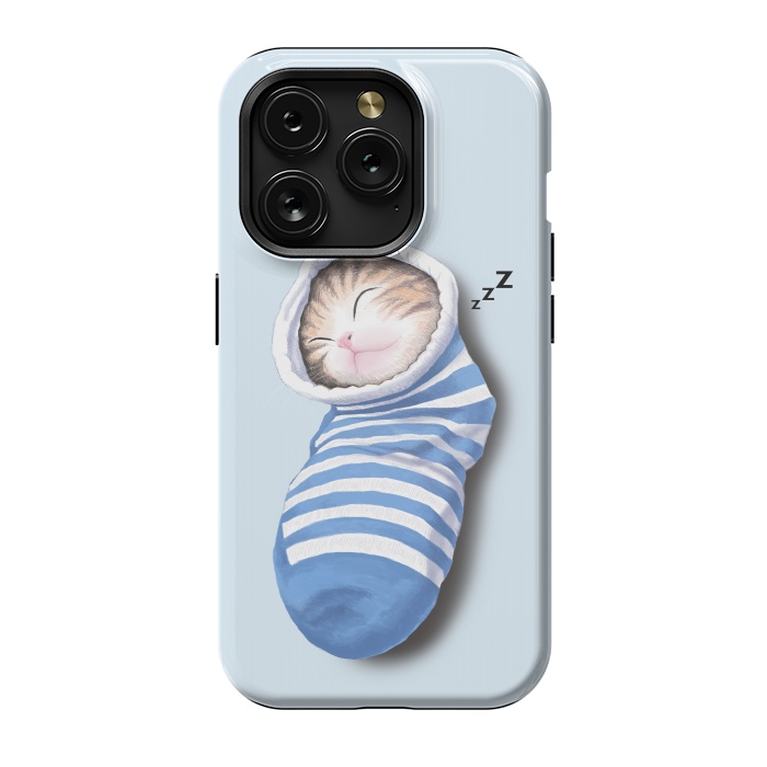 iPhone 15 Pro StrongFit Cat in The Sock by Tummeow