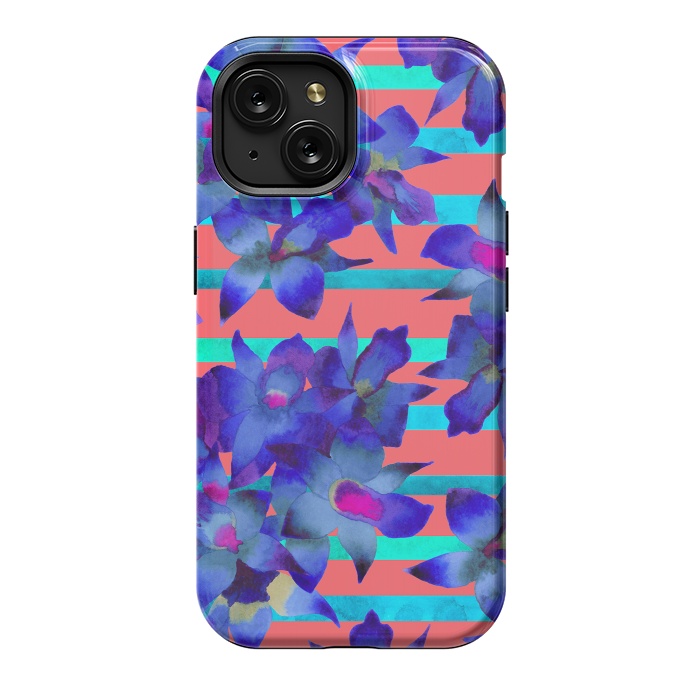 iPhone 15 StrongFit Coral Stripes by Amaya Brydon
