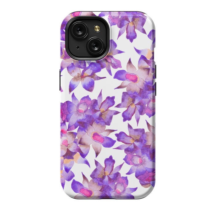 iPhone 15 StrongFit Vintage Floral Violet by Amaya Brydon