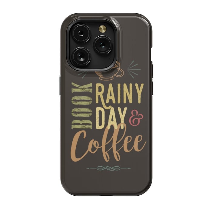 iPhone 15 Pro StrongFit Book, Rainy Day & Coffee (a master blend) by Dellán