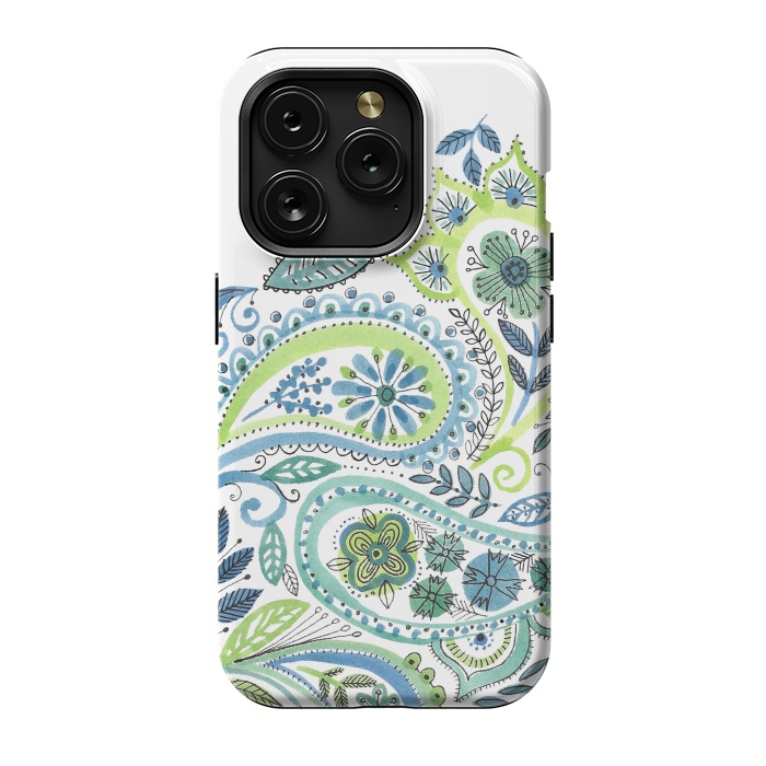 iPhone 15 Pro StrongFit Watercolour Paisley by Laura Grant