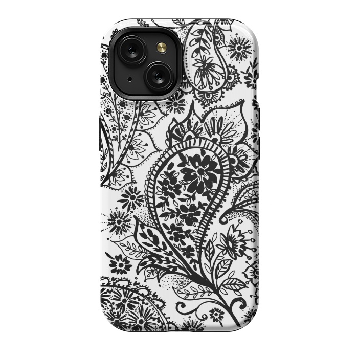 iPhone 15 StrongFit Ink paisley by Laura Grant